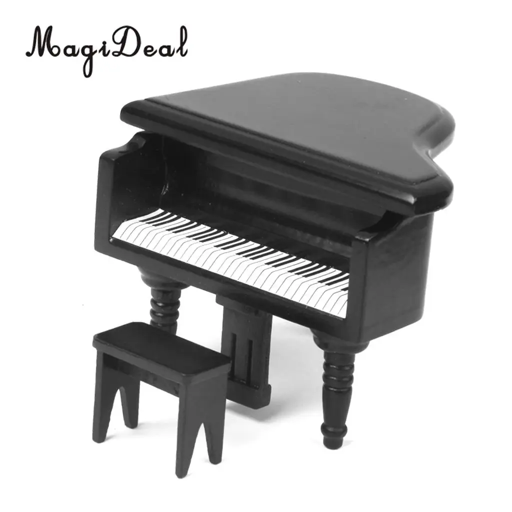 MagiDeal 1/12 кукольный домик миниатюрное Деревянное пианино со стулом модель музыкального инструмента для куклы АКК домашний декор Детская игрушка подарок
