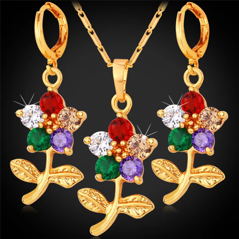 Женский комплект с цветком серьги и ожерелье модный желтый золотой цветной