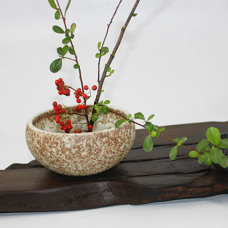 Японская Цветочная ваза чаша для цветов винтажная Ikebana грубая керамика цветочный
