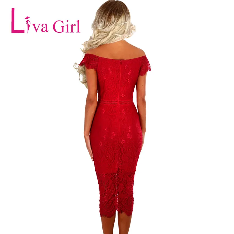 Кружевное Вечернее Платье LIVA GIRL женское облегающее платье миди с открытыми