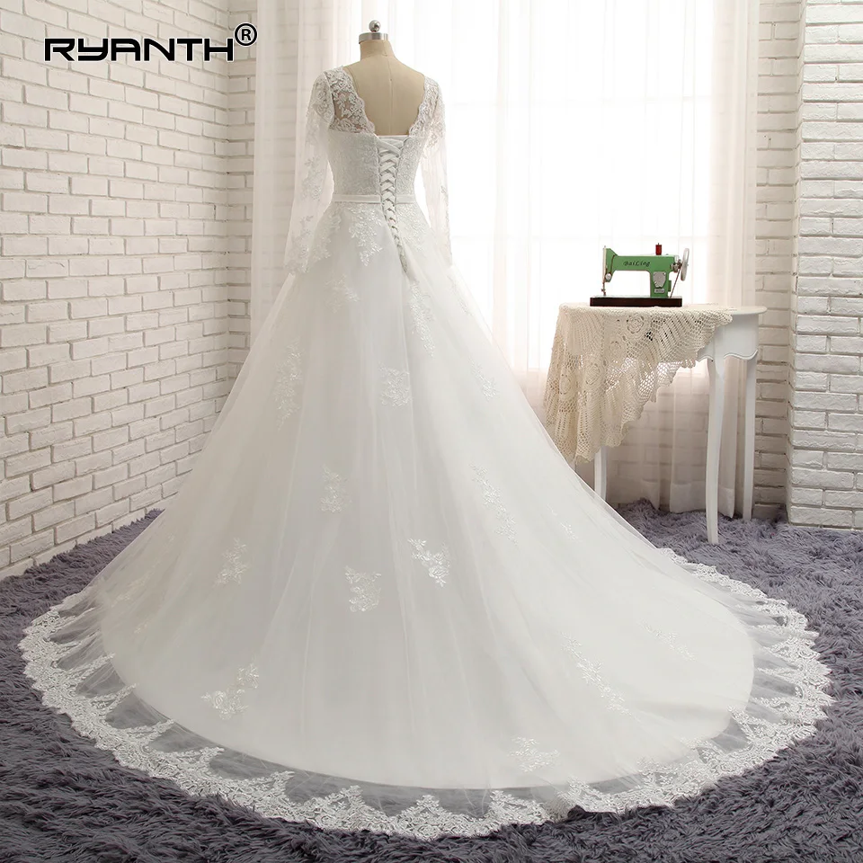 Дешевое свадебное платье 2019 кружевное богемное с длинным рукавом индивидуальный