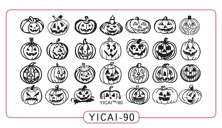 YICAI90 1 шт геометрический дизайн ногтей штамповка шаблон отрицательное пространство головоломка рисунок Тыква Цветы штамп ногтей маникюр ногтей штамповка пластины - Цвет: YICAI90