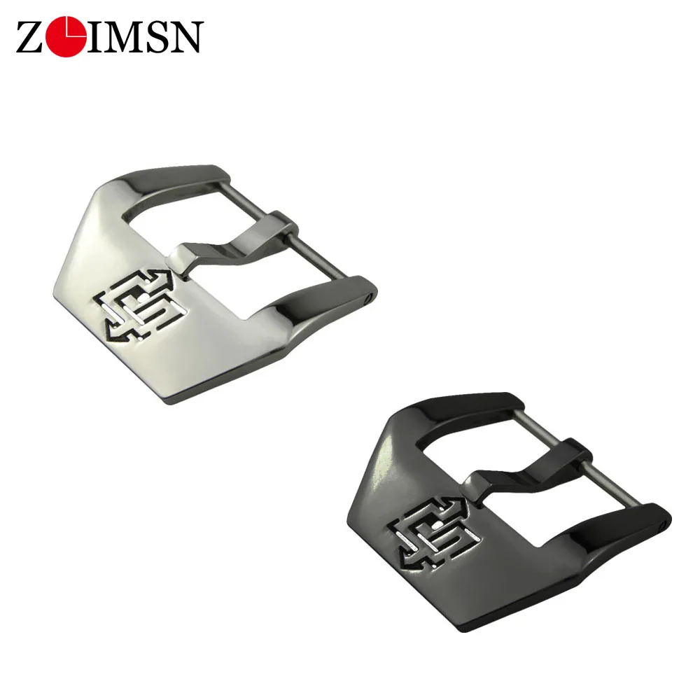 ZLIMSN Watchbands Buckle Silver Black Pin Buckles For Paneral Watch Band Clasp Stainless Steel Repair 22mm 24mm 26mm