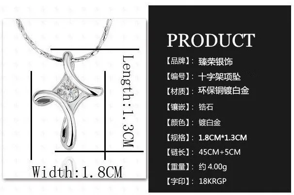 Горячие Продажи Белый Цвет Золотой крест Ожерелье с Micro AAA CZ Кристалл Проложить