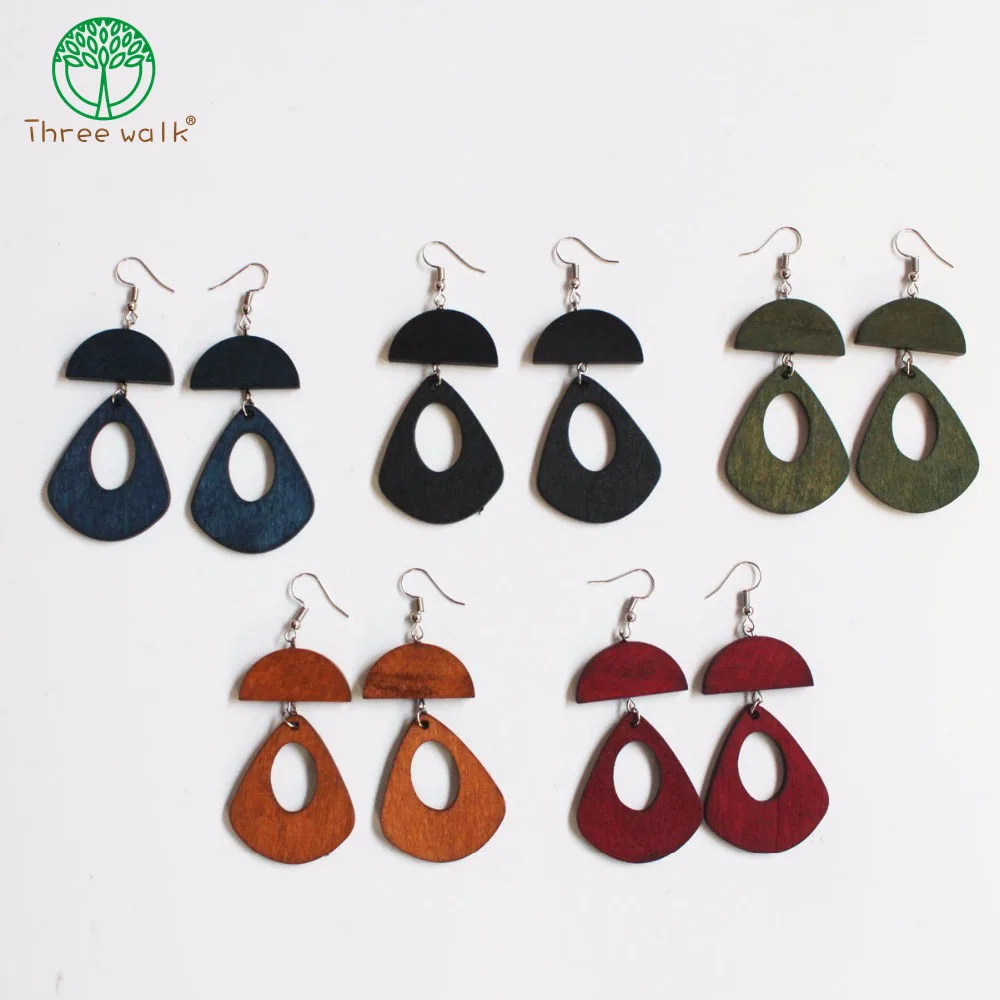 

Big Statement Earrings Wood WaterDrop Earring Long Wedding Party Jewelry Mixed Color