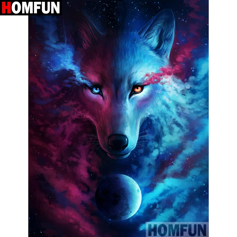 HOMFUN Art 5D Diy Алмазная картина &quotВолк&quot алмазные картины крестиком 3D Стразы