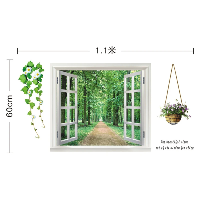 Новые украшения дома стены стикеры поддельные дерево Windows внутри Art Vinyl Росписи