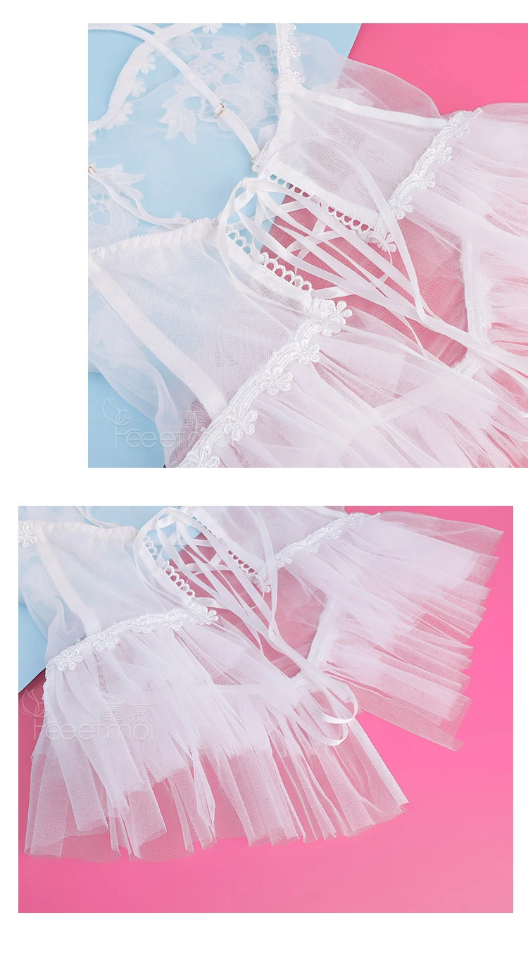 Role Play Erotic Lingerie Women White Bride Wedding Dress Sexy Lingerie Temptation Babydoll Chemise Cosplay Bedroom swimsuit