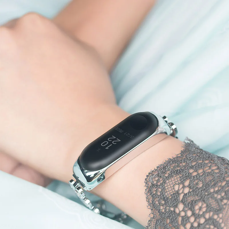 Алмазный браслет для спортивной камеры Xiao Mi Band 3 и 4 Нержавеющая сталь браслет Xiaomi Xaiomi Xiami Xaomi Xaiomy ремень