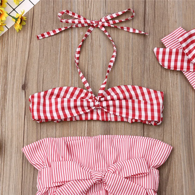 От 1 до 6 лет комплект одежды для девочек топы-бикини без рукавов на бретельках