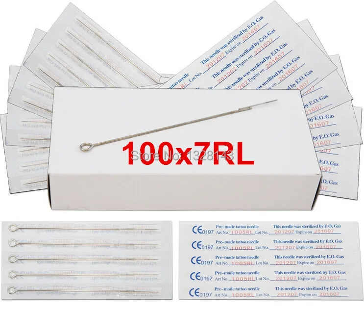 

Freeshipping 100PCS 7RL Disposable Sterilized Tattoo Needles Stainless Steel tattoo needle for tattoo grip tattoo machine