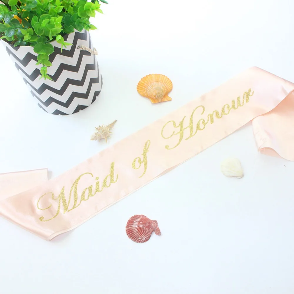 Свадебные плечевой ремень Золотой горничной почета атласная лента для девичника