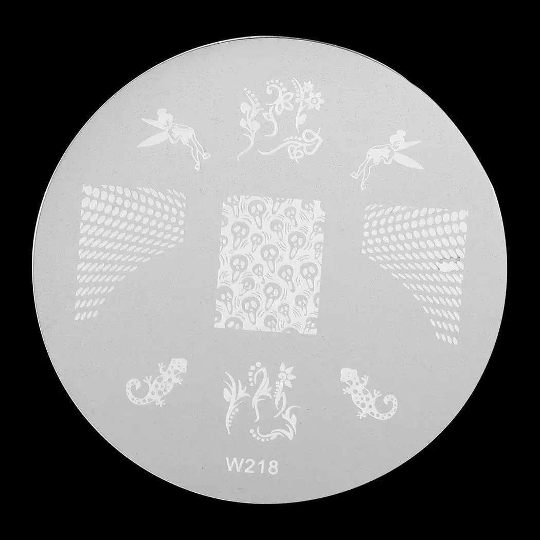 Круглые для принта ногтей шаблон Серебряный DIY пластинки инструменты маникюра |