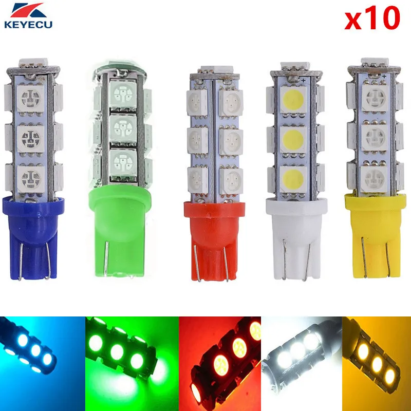

KEYECU 10 шт. 12 В T10 194 W5W 5050 13SMD внутренняя светодиодный льная Светодиодная лампа подсветка номерного знака боковая обратная дверь подсветка Купо...
