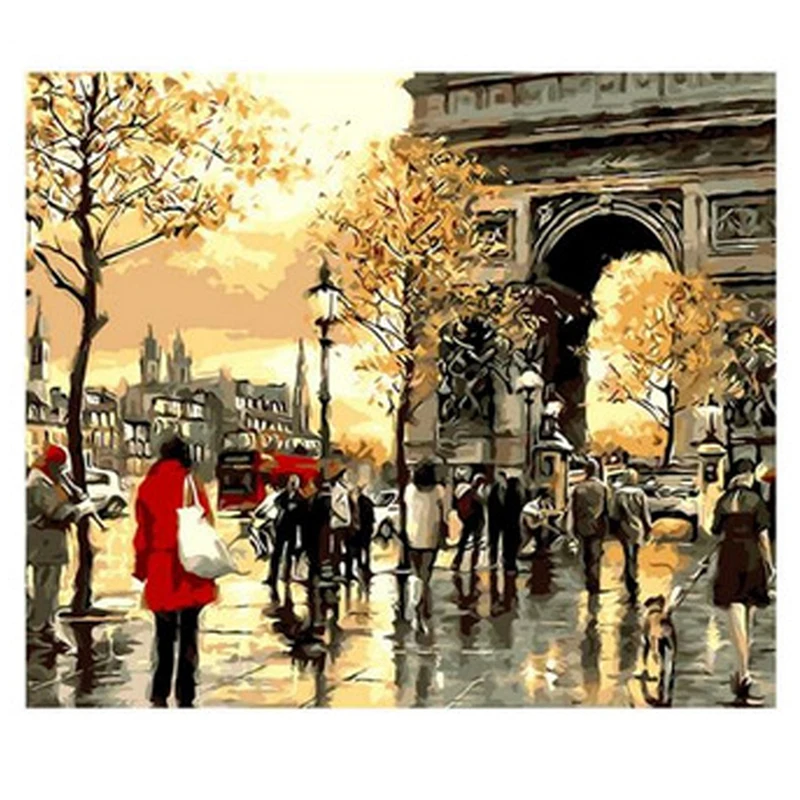 Безрамные Картины маслом &quotсделай сам&quot по номерам The Paris arc DE triomphe декоративные