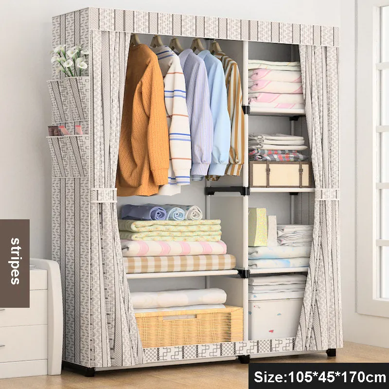 Stripes DIY простой портативный органайзер для хранения штор, шкаф, мебель для спальни, усиленный уложенный шкаф - Цвет: Stripes