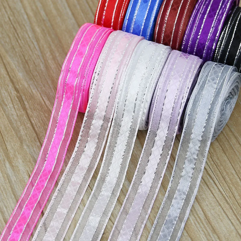 15 мм Серебряная кромка жаккардовая лента высокое качество подарочная упаковка