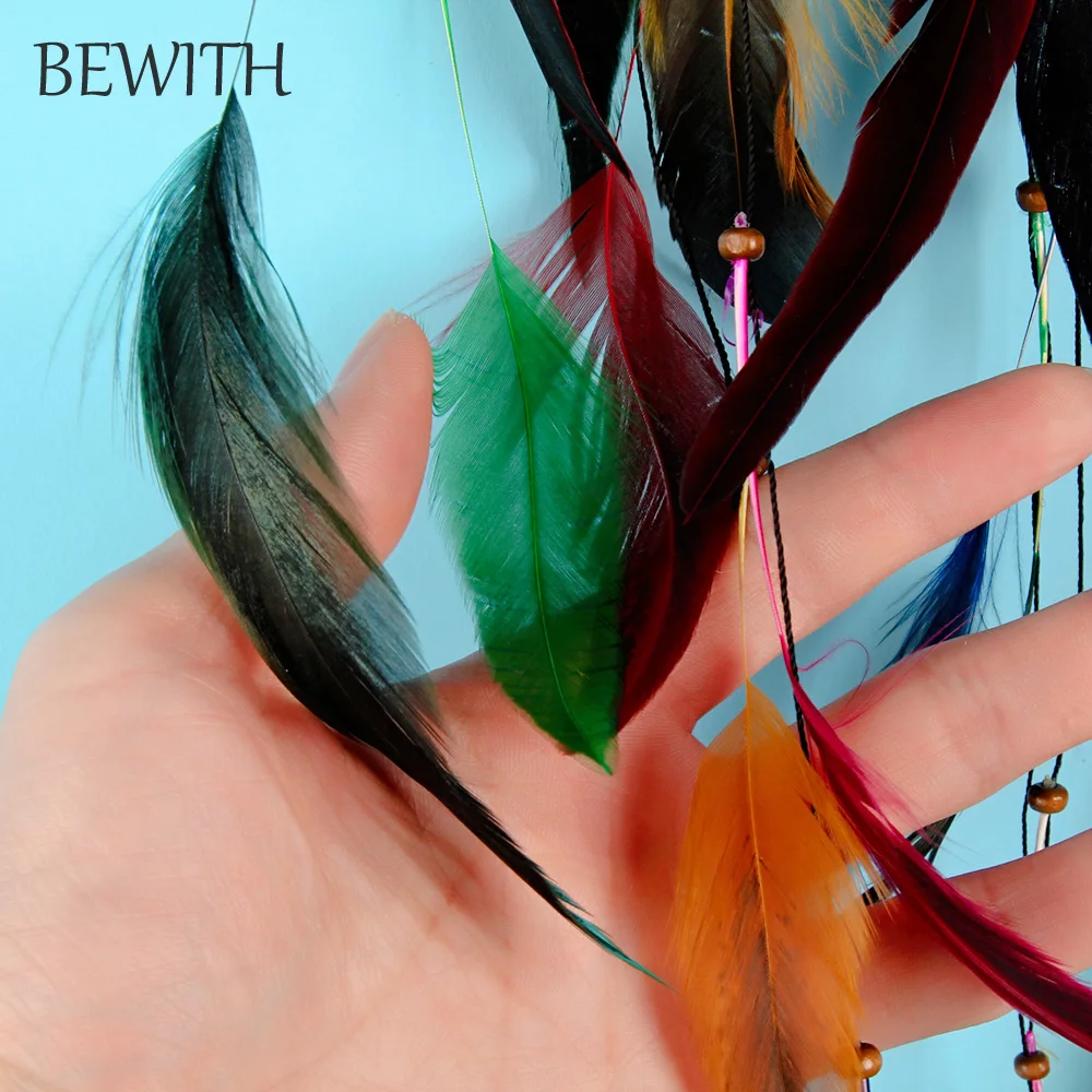 BEWITH переливающиеся Dreamcatchers с натуральным камнем и перьями колокольчики ветра