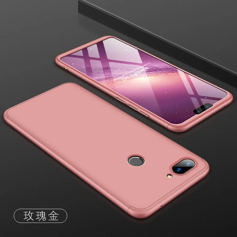 Жесткий чехол 3 в 1 для xiaomi mi 8 Lite, матовая броня, гибридная защитная задняя крышка, чехол s для xiaomi mi 8 lite 360, полный Чехол - Цвет: Rose Gold