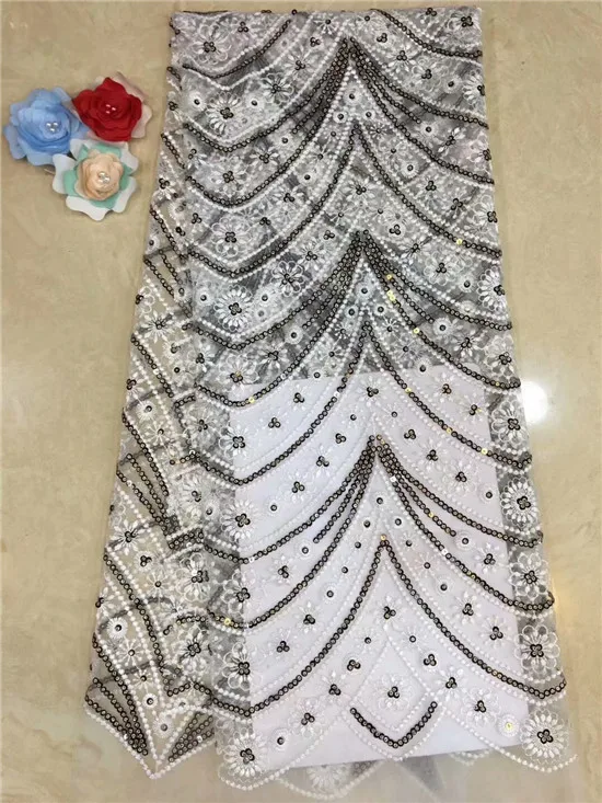 3 d цветы блестки кружевная ткань материал бахромы Африканское французское