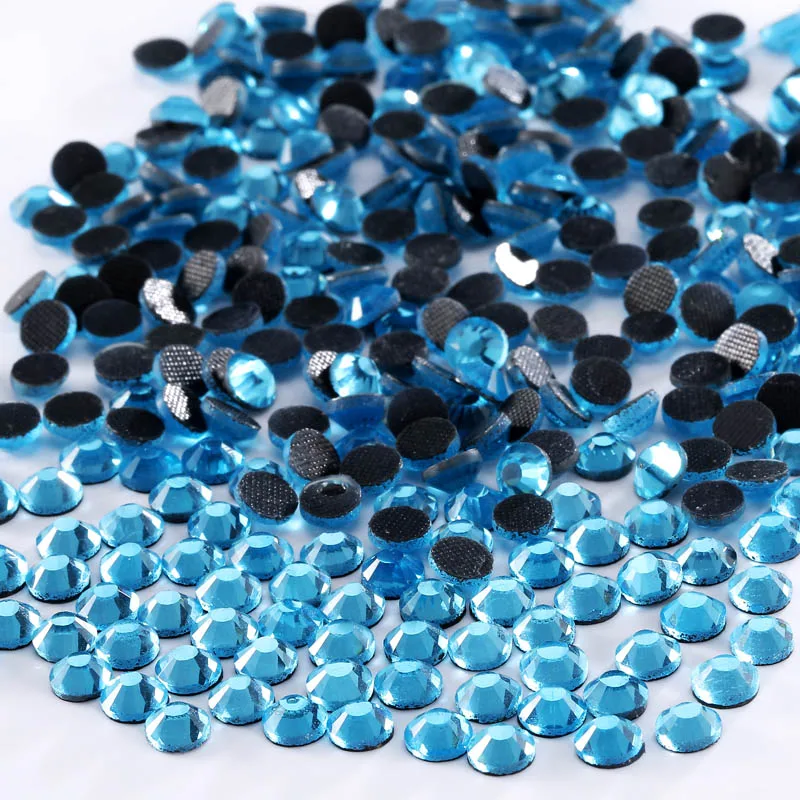 Aquamarine Все размеры горячей фиксации Стразы Flatback кристалл страз для одежды ремесла DIY Украшения - Цвет: Aquamarine