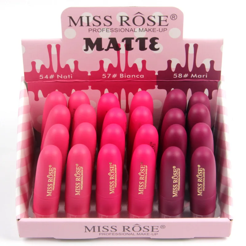 MISS ROSE новый хит продаж 24 шт. в одном наборе губная помада матовые пули прочный