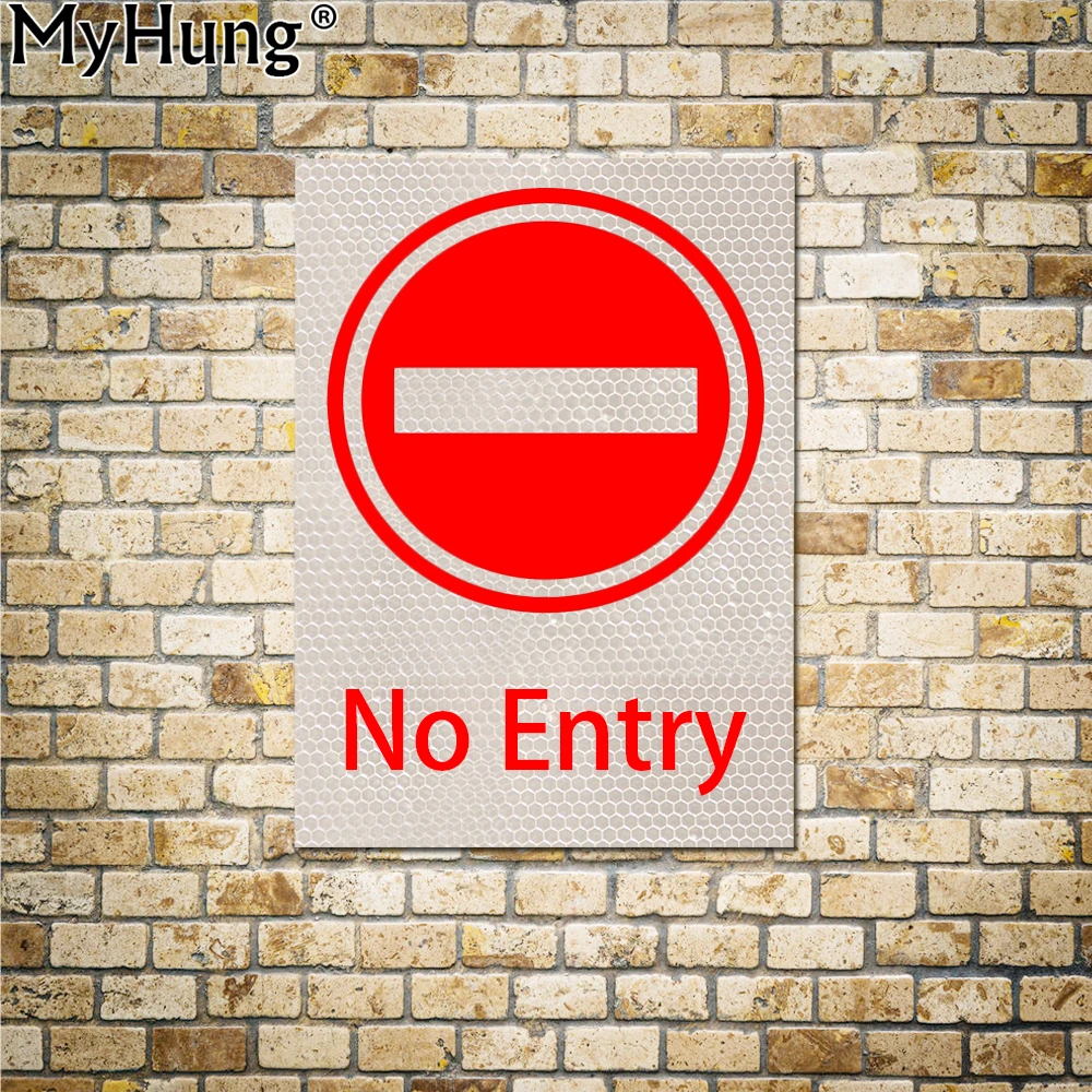 

Warning Signs No Entry Zone Reflective Round Stickers Signs Poster Art Wall Decor Painting 1 PC 15x20cm For School Hotel Home