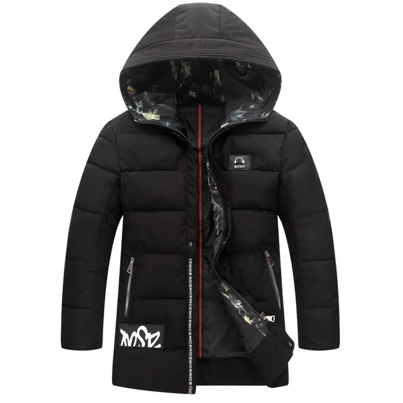 Зимняя мужская куртка размера плюс 4XL-9XL, Мужское пальто с узором, дешевая пуховая куртка, парки, зимняя куртка Camperas, зимняя куртка 1626 - Цвет: Черный