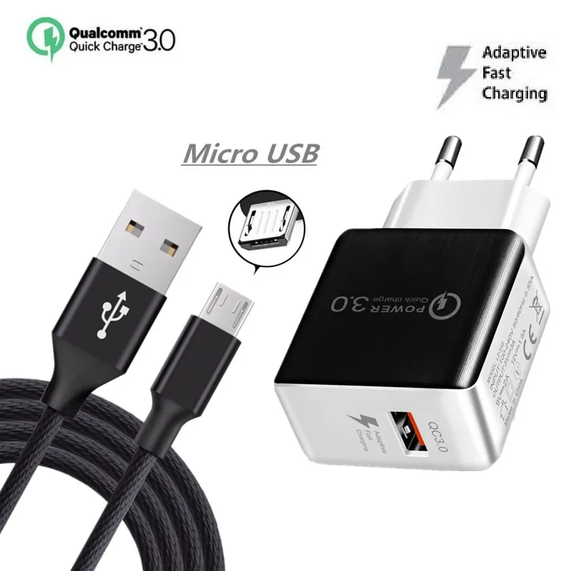 Быстрое зарядное устройство QC 3 0 USB для Huawei P Smart 2019 Y7 Y9 Xiaomi Redmi note 5A Samsung S7 S6 Sony