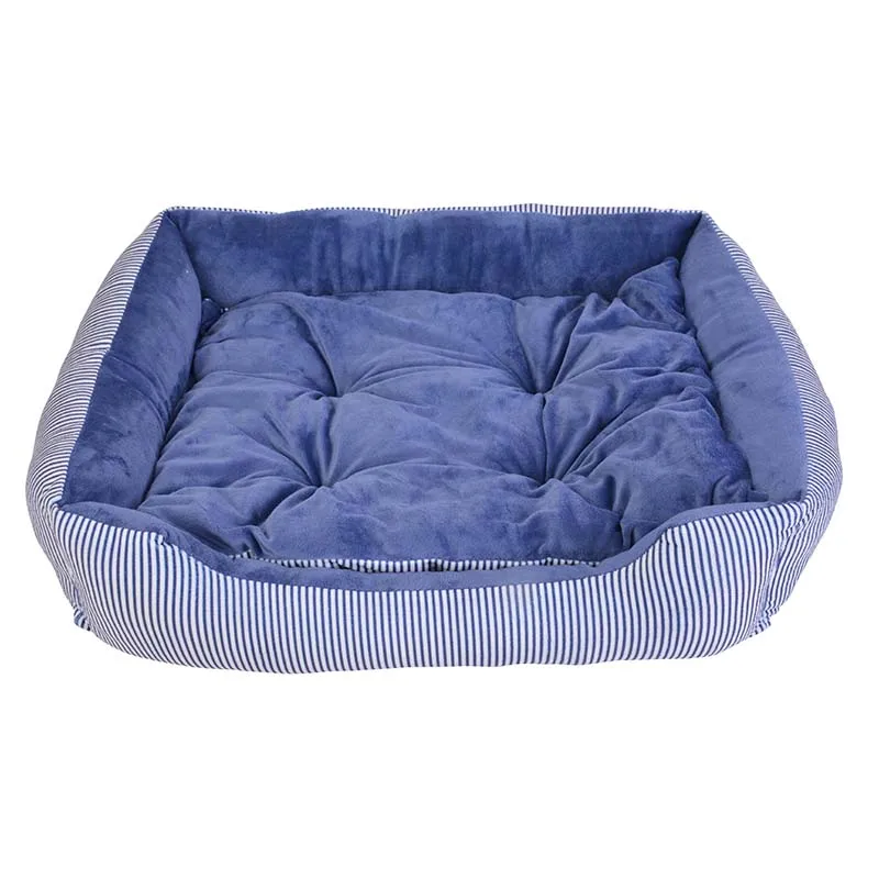 Pets Dogs Striped Bed Sofa Warm Winter Kennel House Pad For Small Medium Large Dogs Soft Dog Puppy Bed Nest Pet Supplies