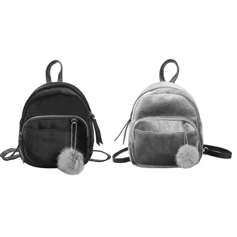 Женский бархатный школьный рюкзак дорожная сумка через плечо мини для девочек