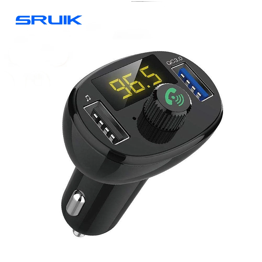 SRUIK fm-передатчик Bluetooth MP3 плеер Handsfree автомобильный комплект беспроводной радио без потерь передатчик звука QC3.0 Dual USB