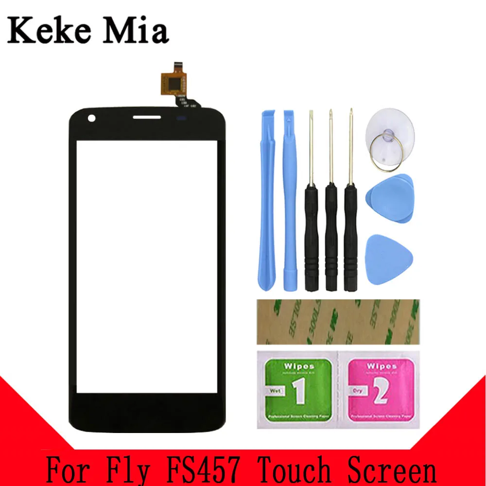 Black With Tools Keke Миа 4,5 дюймов для Fly FS457 Nimbus 15 сенсорный экран стекло дигитайзер гарантия оригинальная новая стеклянная панель сенсорный экран - Color: Black With Tools