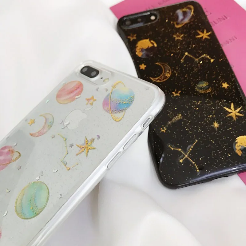 Новый блестящий чехол со звездами и Луной для iPhone 11 Pro XS max xr прозрачный мягкий