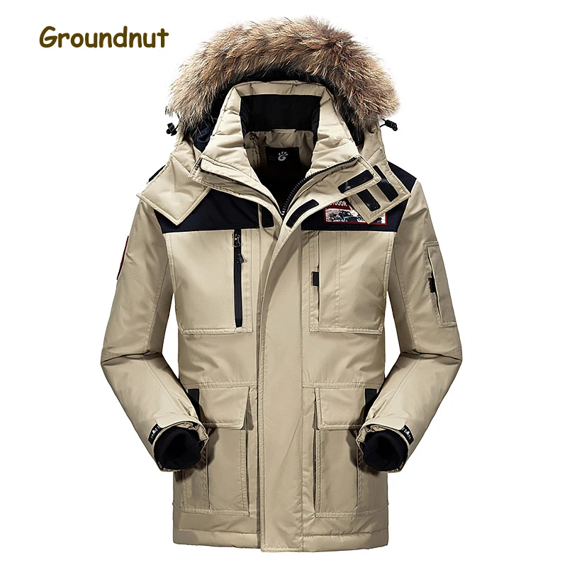 

Cockscomb Brand Large Fur Collar Thick Warm Winter Duck Down Coats Outerwear Men Plus Size Fashion Down Jackets With Hood