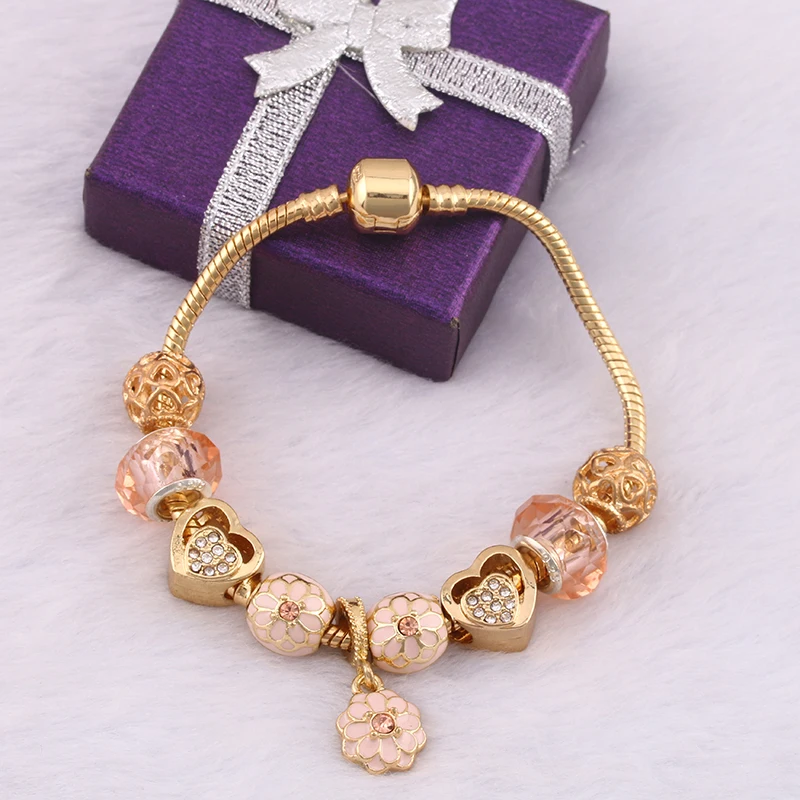 BAOPON Роскошная подвеска со стразами в виде цветка браслеты золотые для женщин