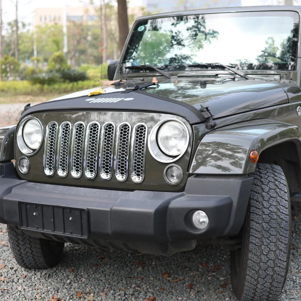Черный Защитный Бюстгальтер Marloo с передней крышкой для Jeep Wrangler JK белым логотипом