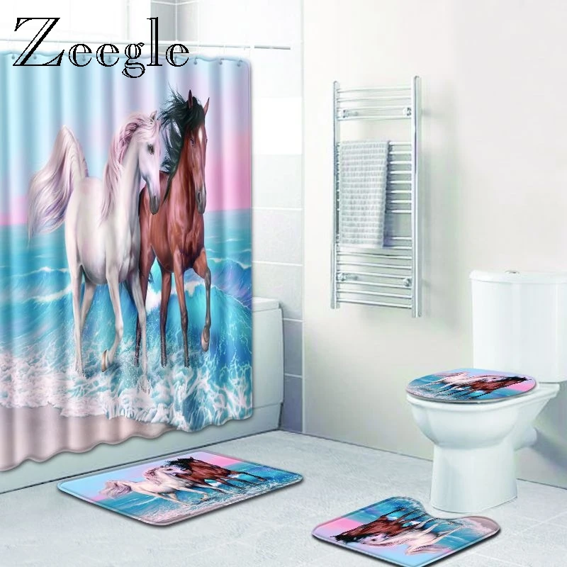 Набор ковриков для ванной комнаты Zeegle фланелевый нескользящий коврик с 3D принтом