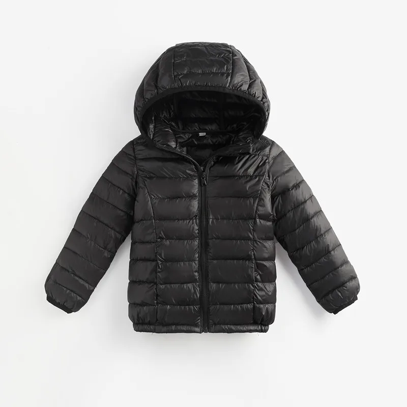 Зимняя Детская тонкая новая стильная пуховая куртка на молнии с капюшоном