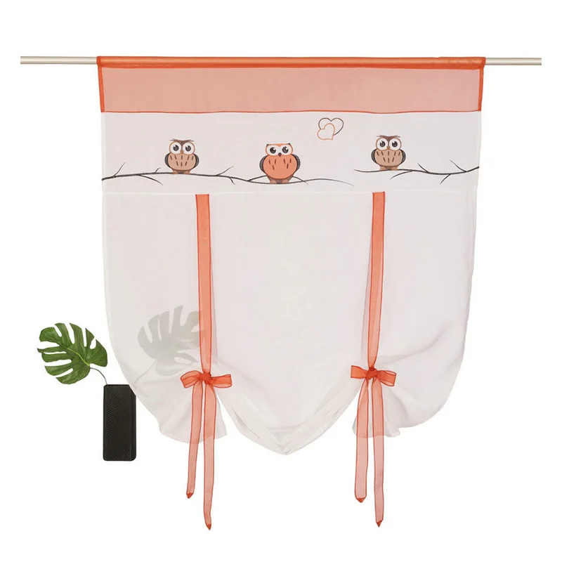 Летающее окно тюль кухонная римская занавеска С мультяшным рисунком для окна и