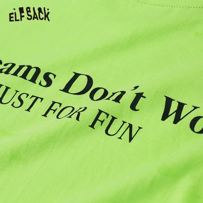 ELF SACK/хлопковый пуловер с принтом-надписью и Леопардовый ремешок платье 2019 летняя