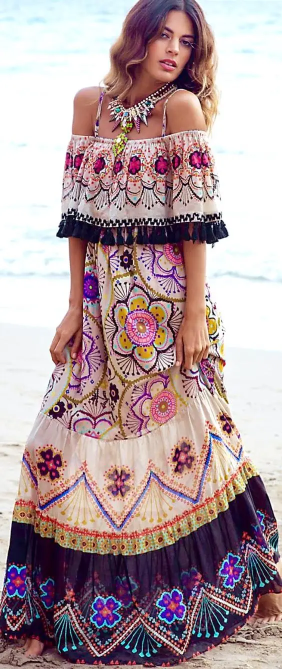 Женское богемное платье макси с коротким рукавом плиссированное летнее пляжное