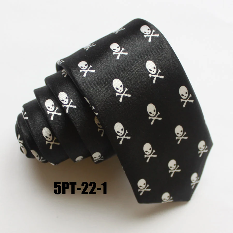 Узкий галстук 5 см для молодых мужчин Модный женский вечерние черный с белыми