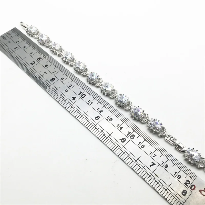 

Charismatic white Clear White Sterling Silver Overlay Link Chain Bracelet 8 inch Free Shipping