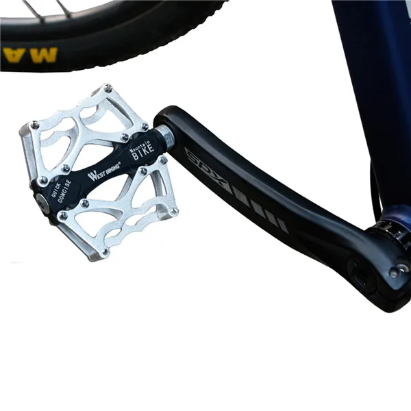 WEST BIKING педали для велосипеда из алюминиевого сплава, педали для горного велосипеда, профессиональные велосипедные педали, велосипедные педали - Цвет: silver