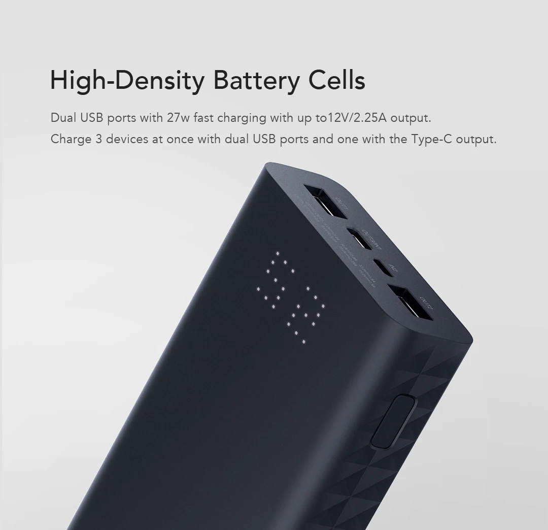 ZMI QB822 20000 мАч портативный внешний аккумулятор 2 способа 27 Вт быстрая QC 3,0 внешняя батарея для телефона зарядное устройство USB 3,0 универсальный источник питания