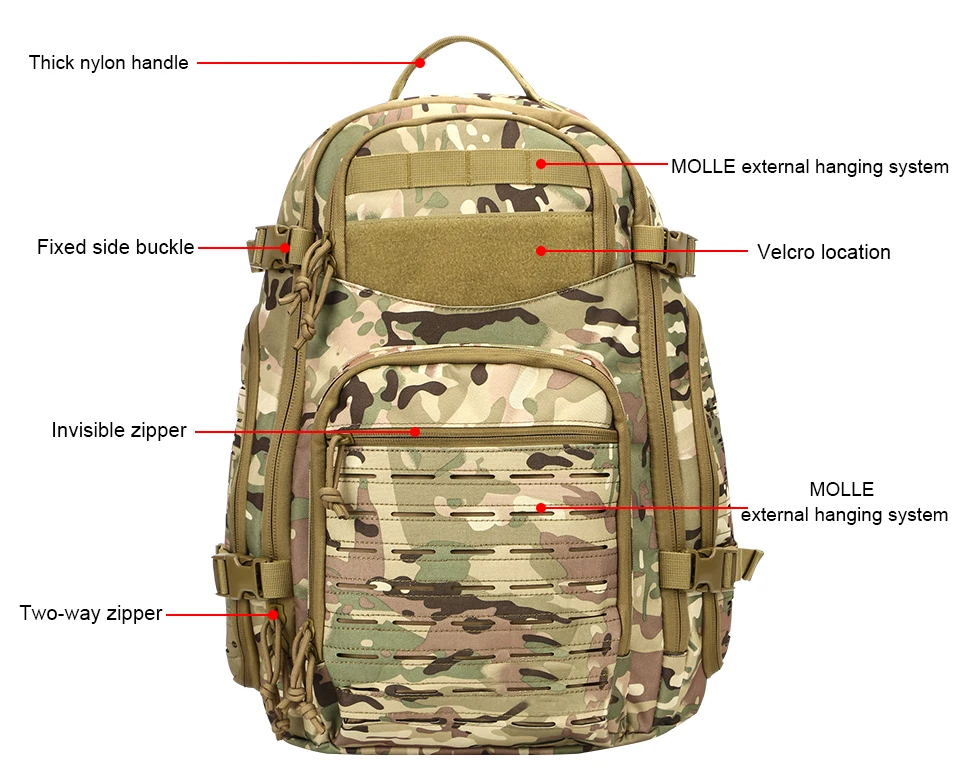 Тактический Военный Molle Армейский Рюкзак Rucksack Сумка Камуфляж Туристический Спортивный Походный плечо охота Мужские