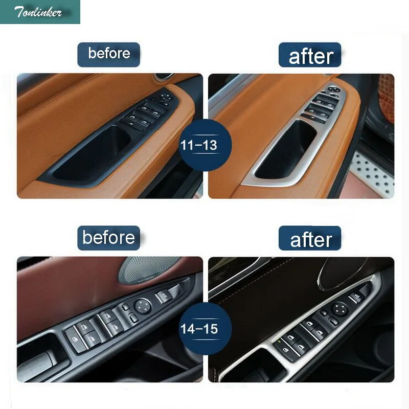 

Tonlinker 4 шт. автомобиль DIY кнопки из нержавеющей стали для подъема окна декоративный светильник вой короб чехол наклейки для Bmw X5 X6 2011-15
