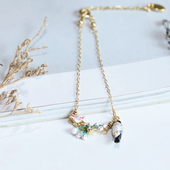 Новый Шаблон Эмаль Глазурь Романтические Цветущей Сакуры Tweet Птица позолоченный