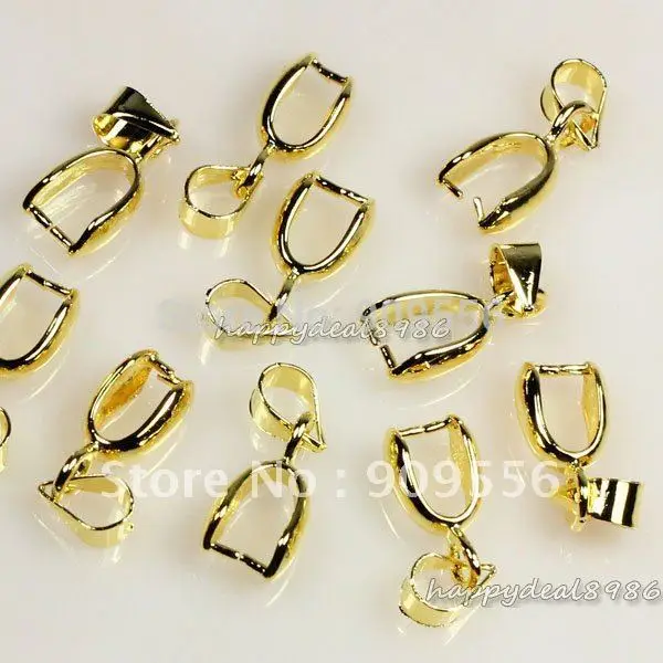 50pcs/lot Gold-color Jewelry Findings Pendant Pinch Bails Connector Clasps 16x6mm | Украшения и аксессуары